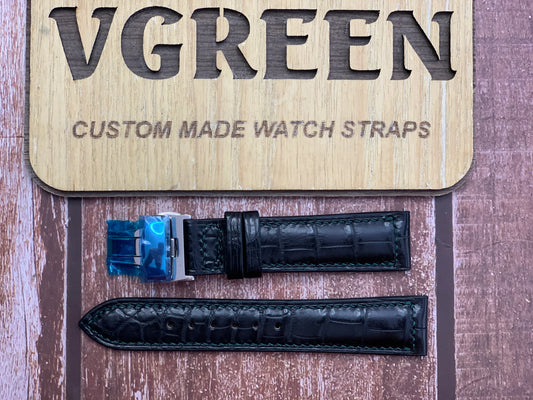 Crocodile Leather Watch Strap - Black for Omega Aqua Terra