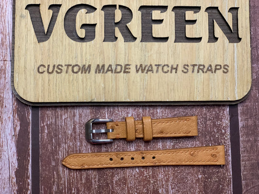 Ostrich Leather Watch Strap - Brown for Omega Geneve ST 566.0046