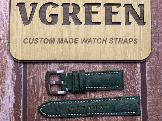 Babele Linen Leather Watch Strap - Verde for Baltic Aquascaphe SB01