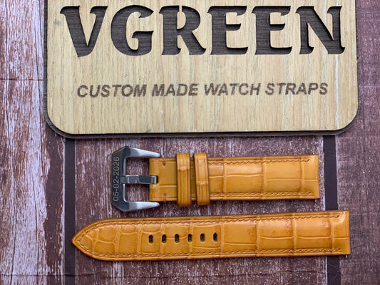 Crocodile Leather Watch Strap - Light Brown For Orient Bambino V2