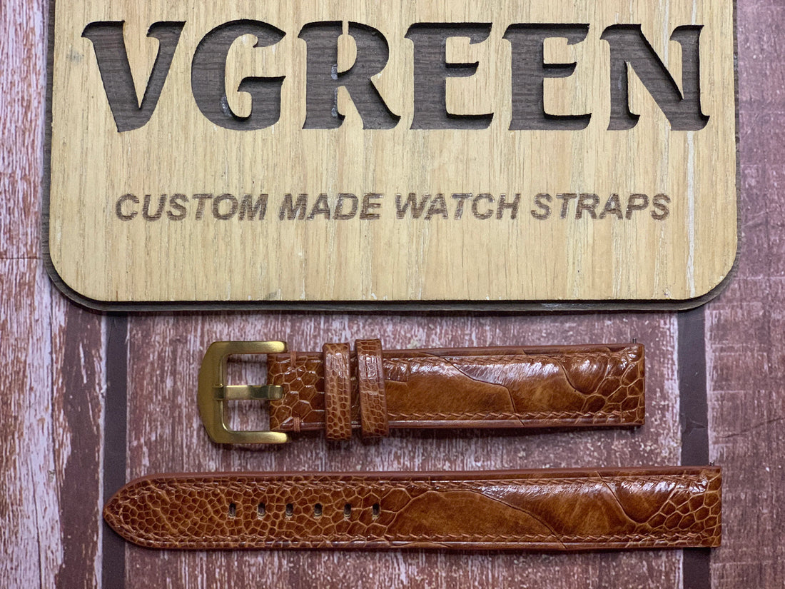 Ostrich Leg Leather Watch Strap - Rooibos Tea