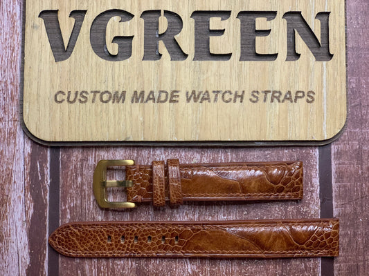 Ostrich Leg Leather Watch Strap - Rooibos Tea
