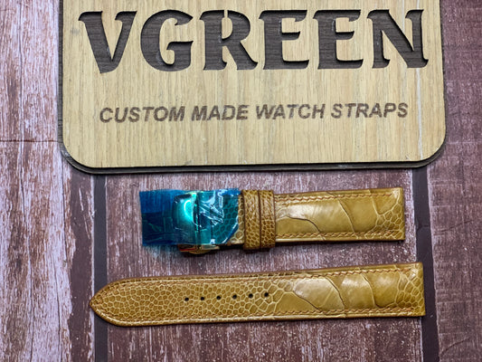 Ostrich Leg Leather Watch Strap - Light Brown FOR 1969 Rolex Datejust