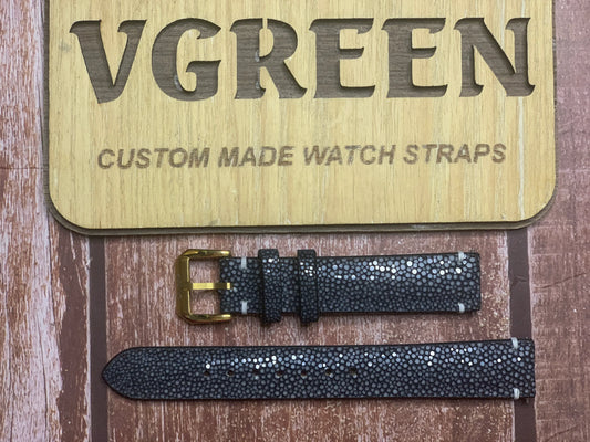 Stingray Leather Watch Strap - Black FOR Gruen precision 510