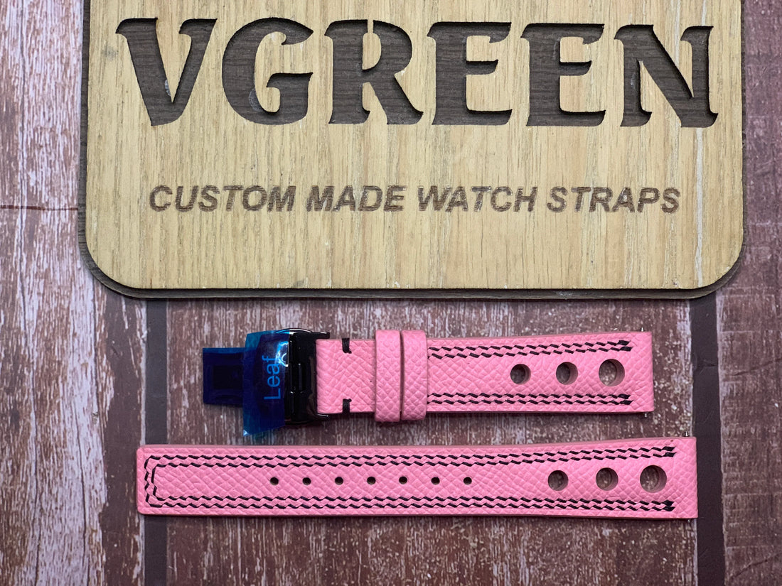 Epsom Leather Watch Strap - Pink For Bravur Grand Tour IV watch