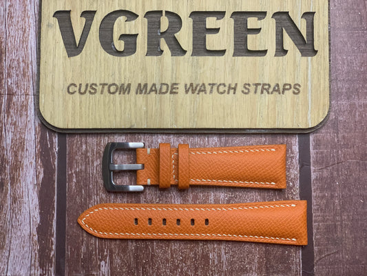 Epsom Leather Watch Strap - Orange for rolex explorer white
