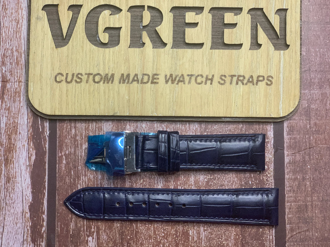 Crocodile Leather Watch Strap - Dark Blue