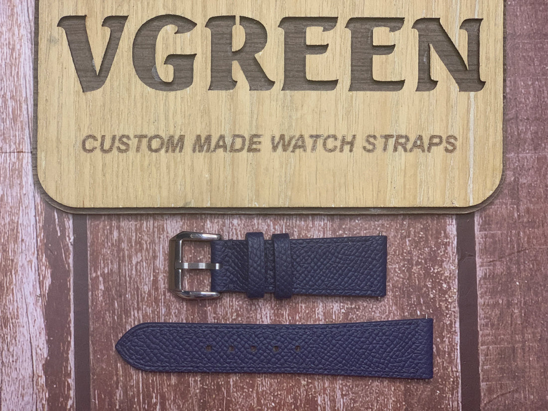 Epsom Leather Watch Strap - Navy For JLC Reserve de Marche