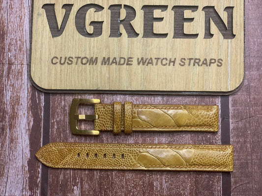 Ostrich Leg Leather Watch Strap - Light Brown for Jaeger le Coultre