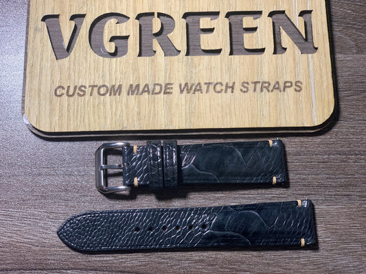 Dark gray ostrich leg watch strap for Sinn 556, minimal stitching
