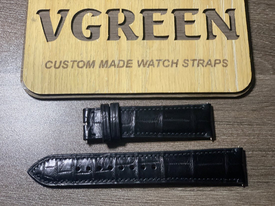 Black crocodile watch strap for Jaeger-LeCoultre Reverso