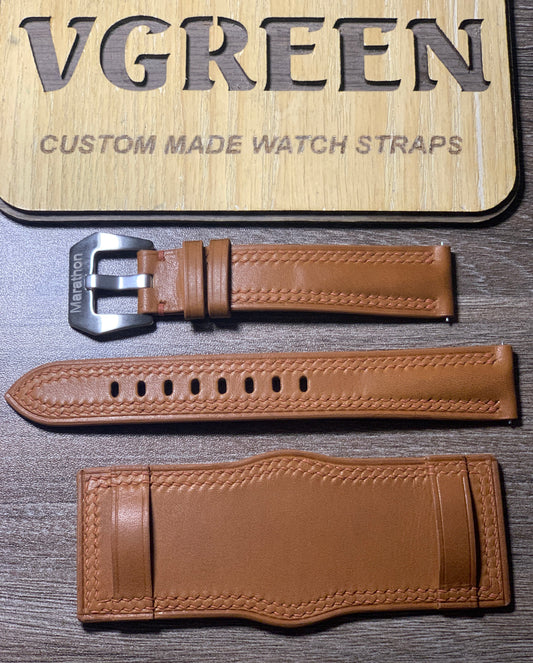 Brown barenia bund strap for the 41mm Marathon GSAR, 20mm lug
