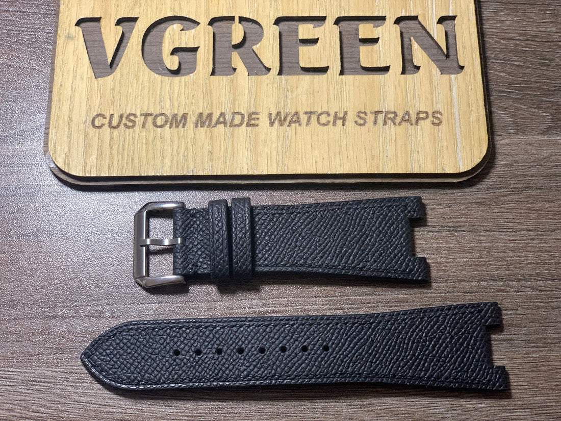 Black Epsom center-notched strap for a Victorinox Swiss Army watch