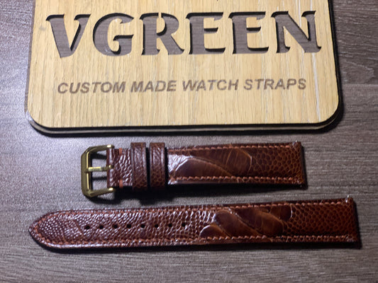Extra-long dark brown ostrich-leg watch strap for IWC Portugieser, 90/145mm