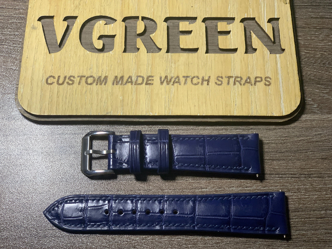 Dark blue crocodile watch strap for Tudor 1926 39mm