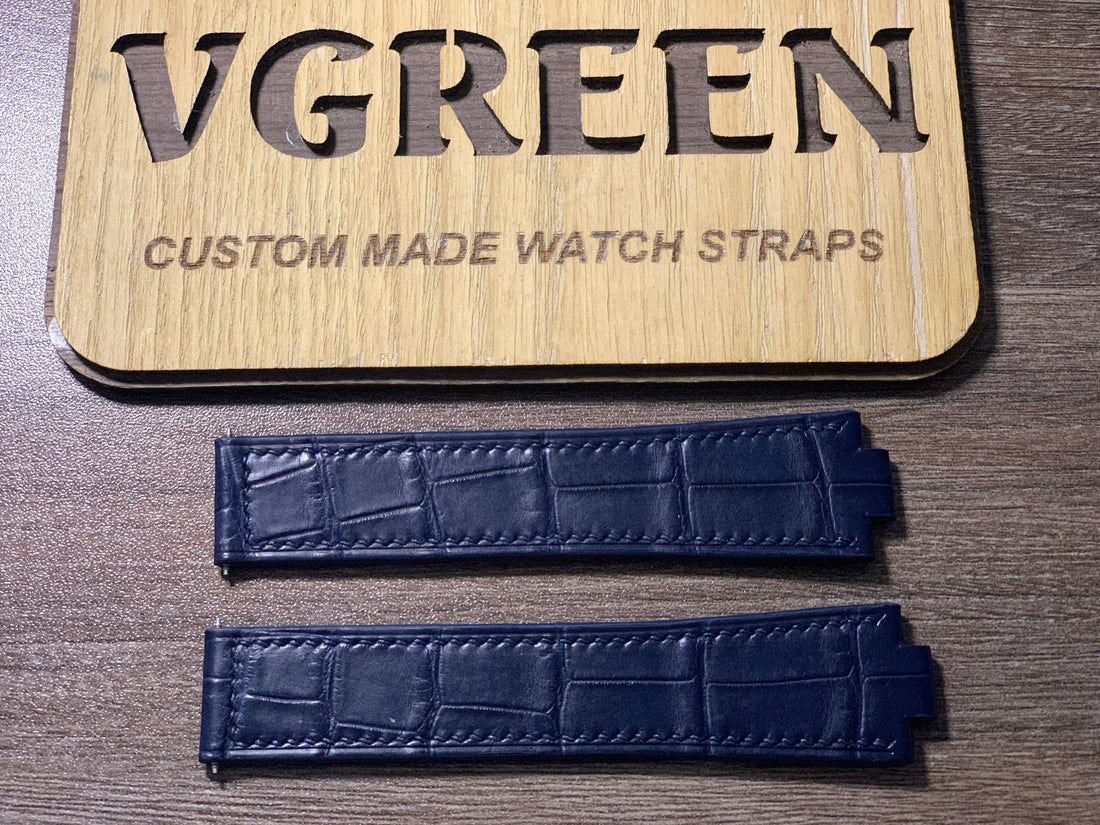 Navy crocodile corner-notched strap for Ulysse Nardin Maxi Marine