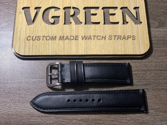Black Buttero leather watch strap for Hamilton Khaki Field 42mm