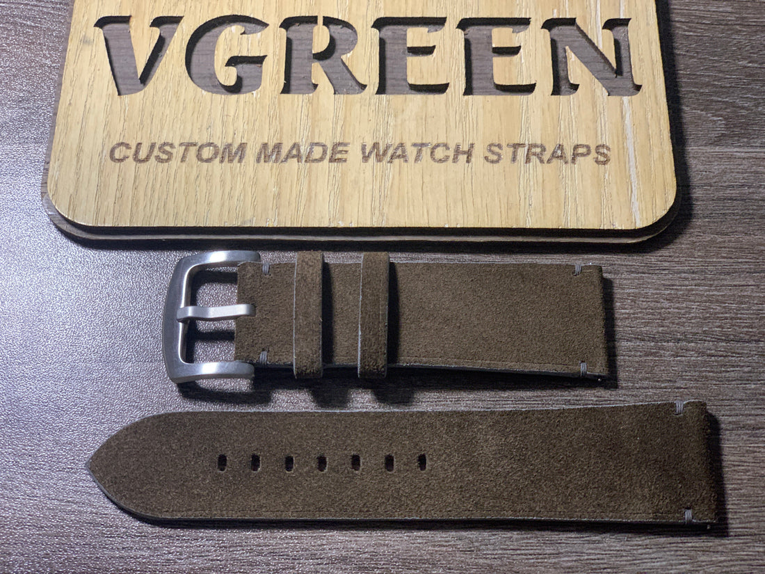 Dark gray suede watch strap for Panerai PAM00790, 24mm quick release