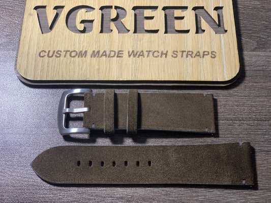 Dark gray suede watch strap for Panerai PAM00790, 24mm quick release