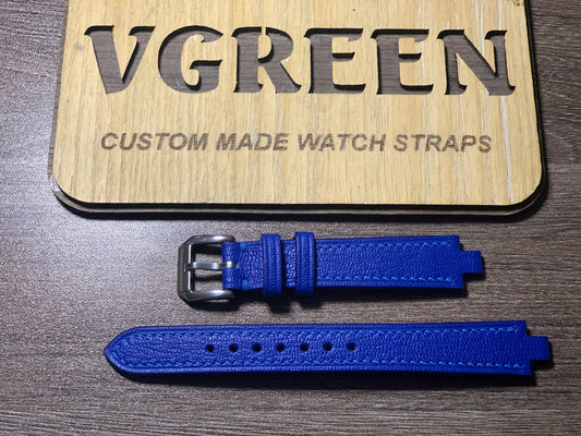 Blue Alran goat leather corner-notched watch strap for Bulova 97P131