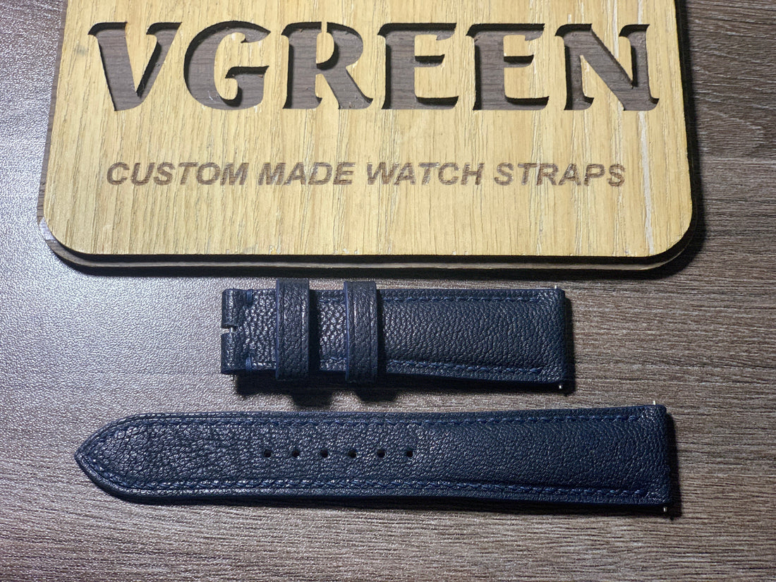 Azur blue Alran goat leather watch strap for Zenith El Primero chronograph