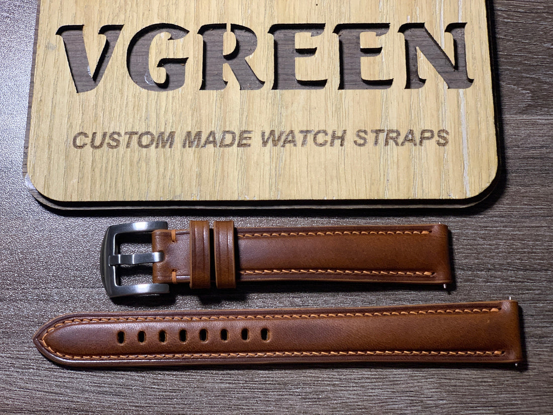 Cognac Badalassi Wax watch strap for TAG Heuer Carrera, extra-long 90/145mm