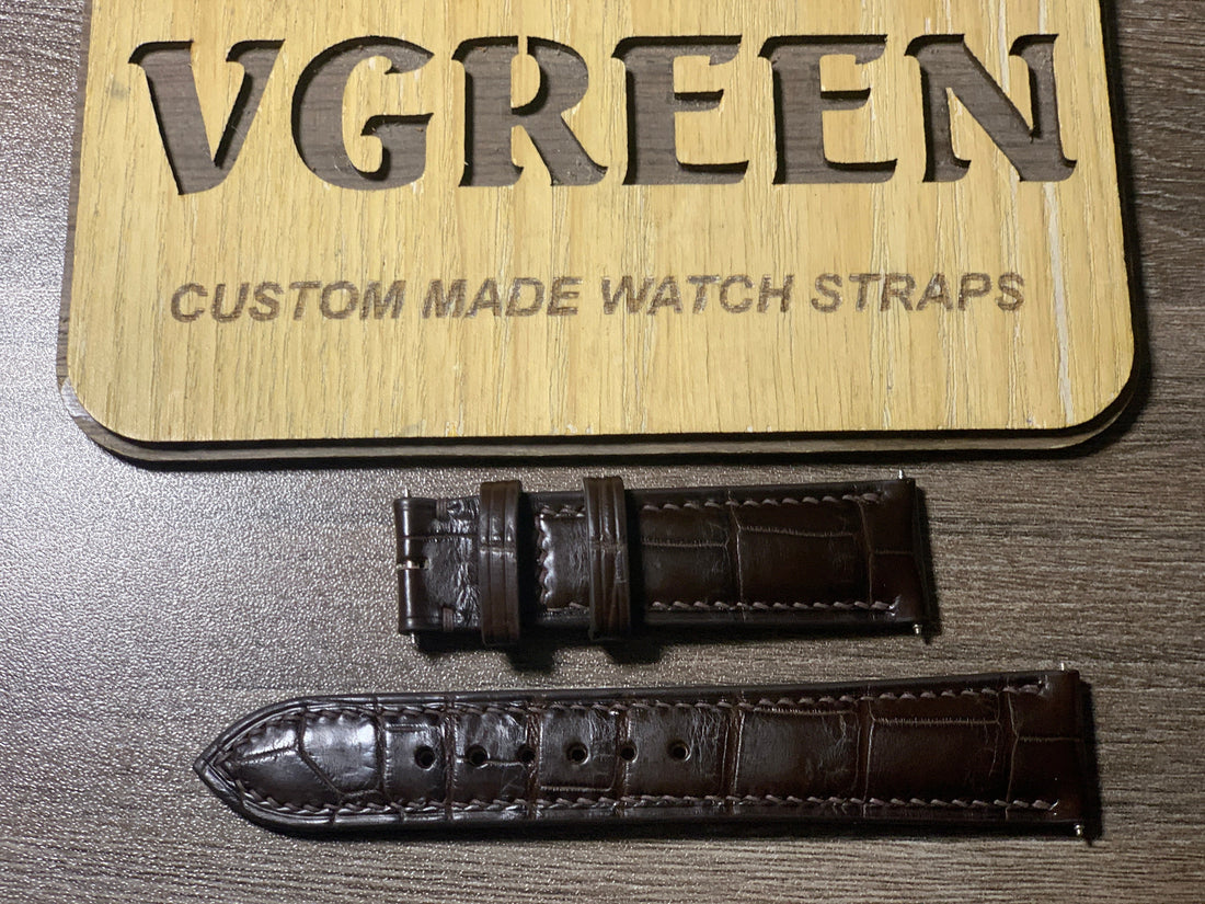 Brown crocodile watch strap for Cartier Ronde Louis large model