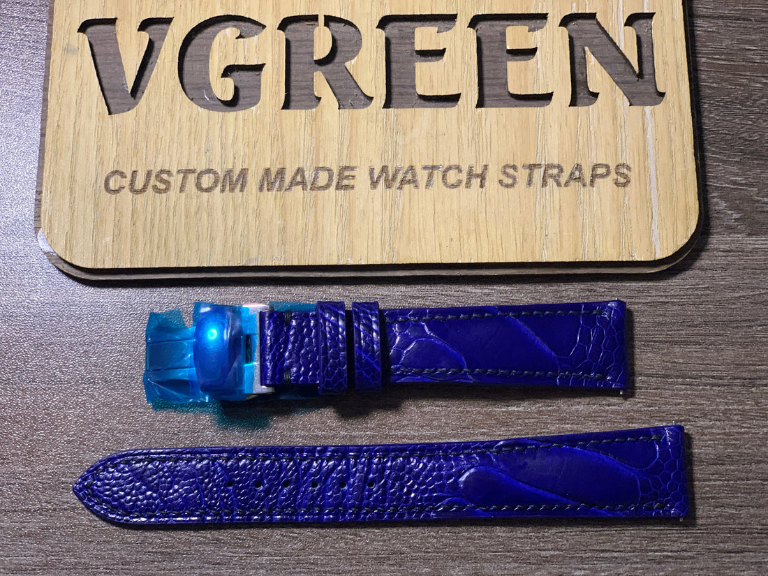 Blue ostrich leg watch strap for Citizen NB1060
