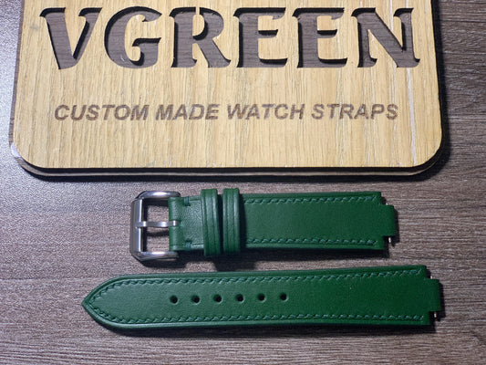 Green Buttero corner-notched watch strap for a Lamborghini watch
