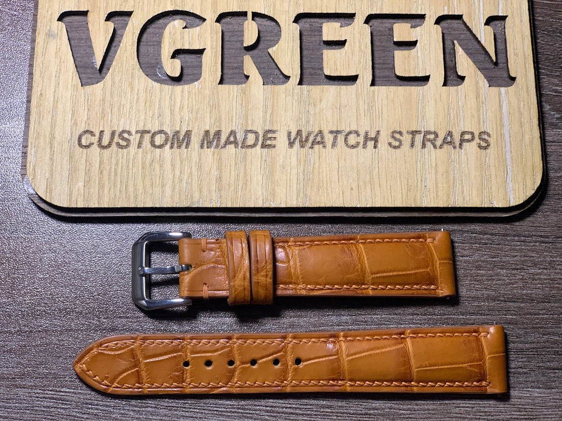 Light brown crocodile watch strap for Hamilton Jazzmaster Open Heart 36mm