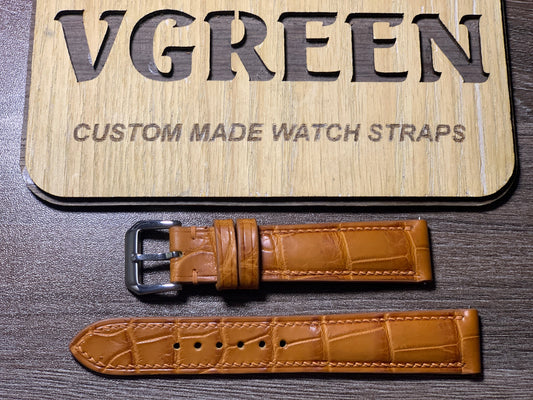 Light brown crocodile watch strap for Hamilton Jazzmaster Open Heart 36mm