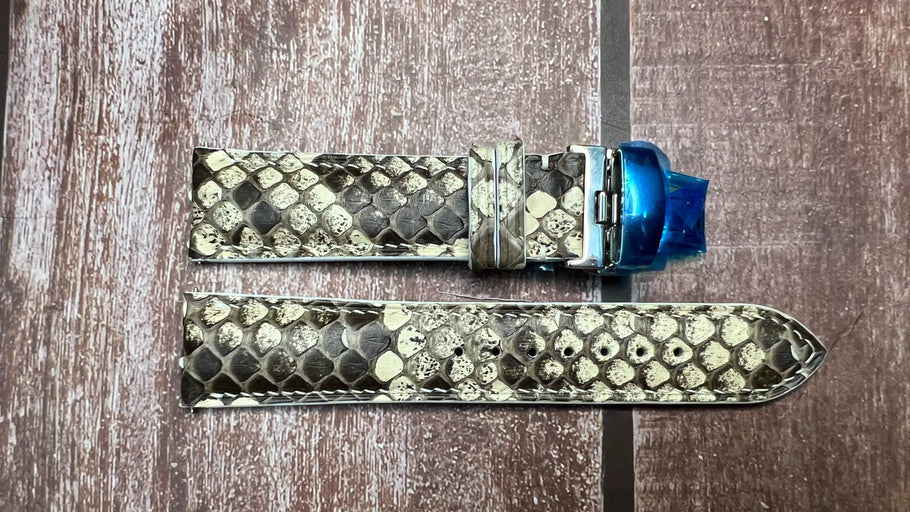 Snake Skin Watch Strap - White  For Schaumburg MooN Watch