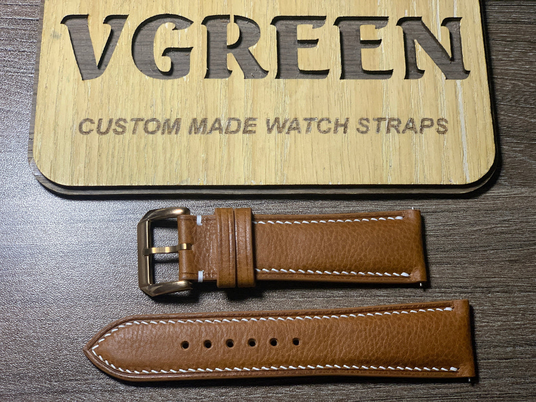 Brown Minerva Box leather watch strap for Casio Pro Trek White Mountaineering, 23mm lug width