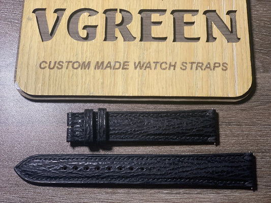 Black shark skin watch strap for Zelos Mako V3 Meteorite, large wrist