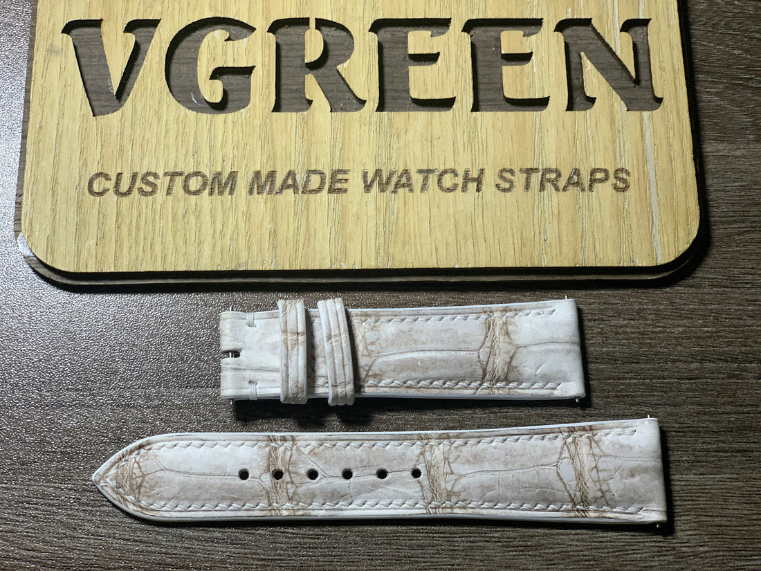 Sand white crocodile watch strap for Oris Artelier small seconds, 18mm