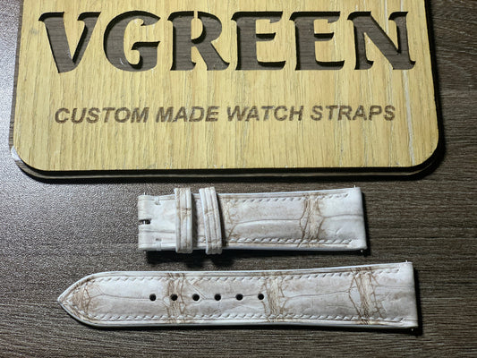 Sand white crocodile watch strap for Oris Artelier small seconds, 18mm