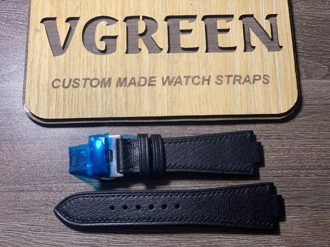 Black Alran goat corner-notched strap for the Seiko Astron Nexter SBXY067