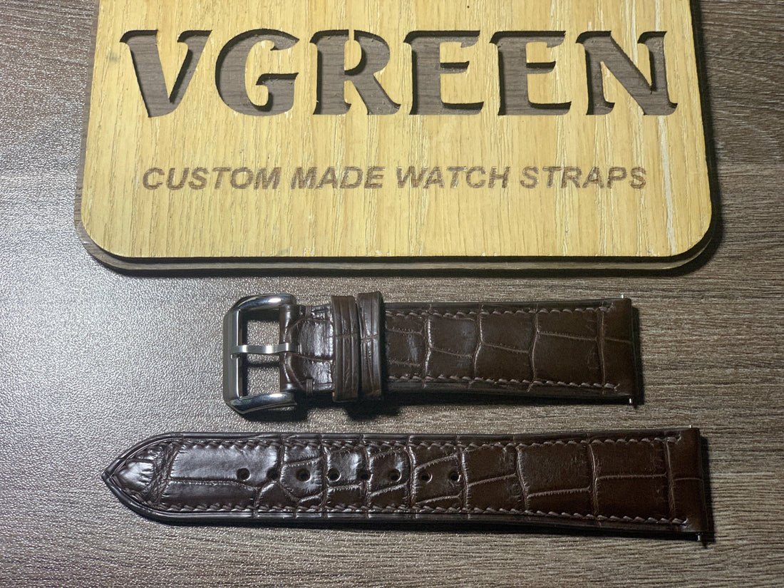 Brown crocodile watch strap for Cartier Tank Must Extra-Large, 20mm