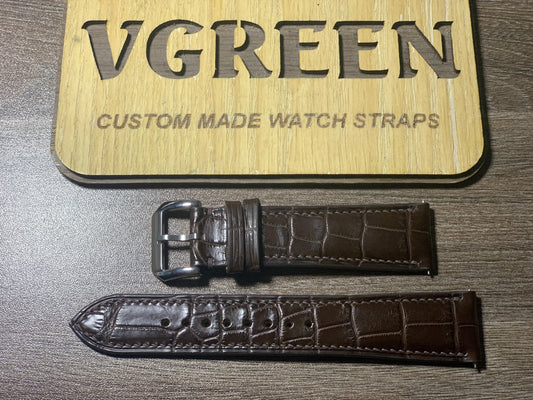 Brown crocodile watch strap for Cartier Tank Must Extra-Large, 20mm