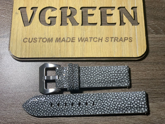 Gray stingray watch strap for Breitling Navitimer 41, 22mm lug
