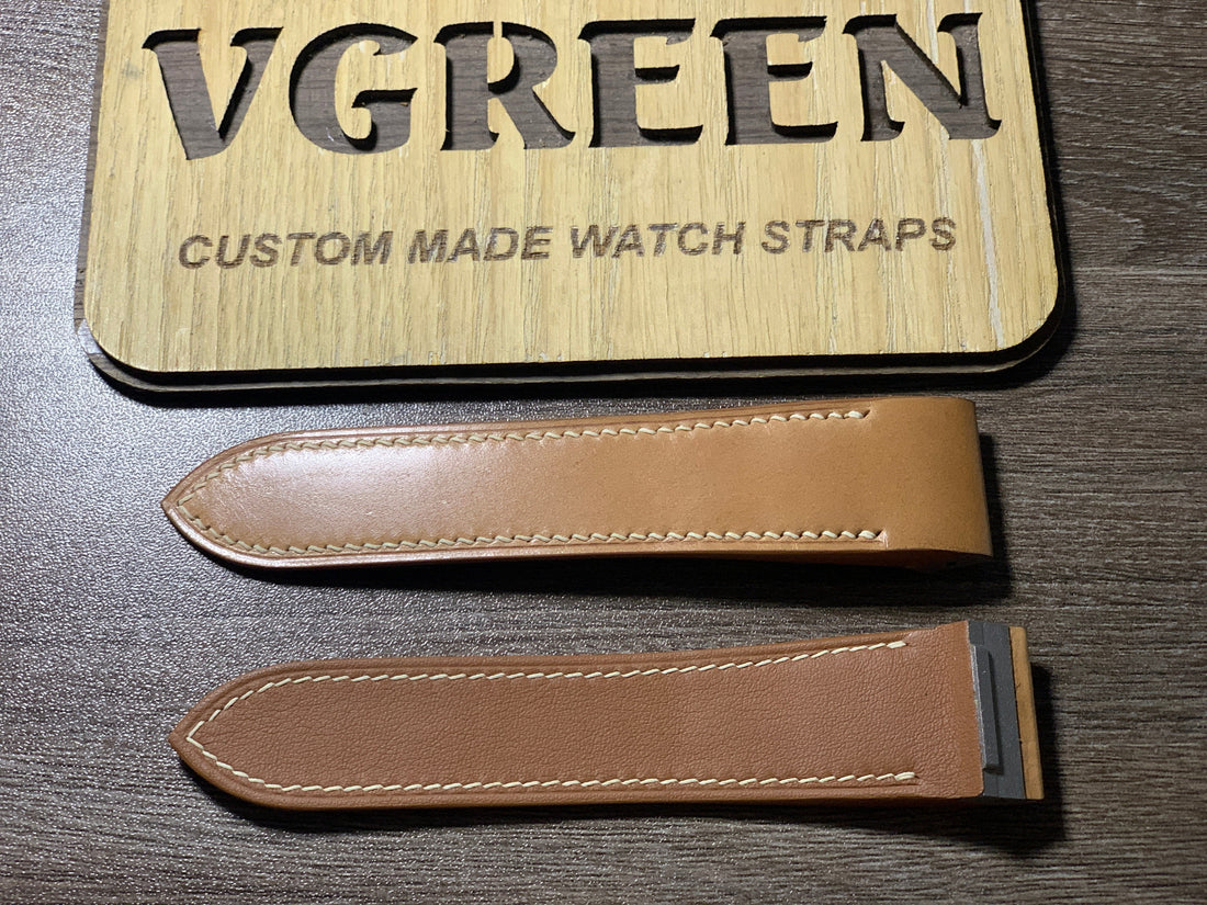 Natural shell cordovan integrated strap for Cartier Santos 100XL, 24.5mm lugs