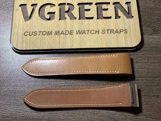 Natural shell cordovan integrated strap for Cartier Santos 100XL, 24.5mm lugs
