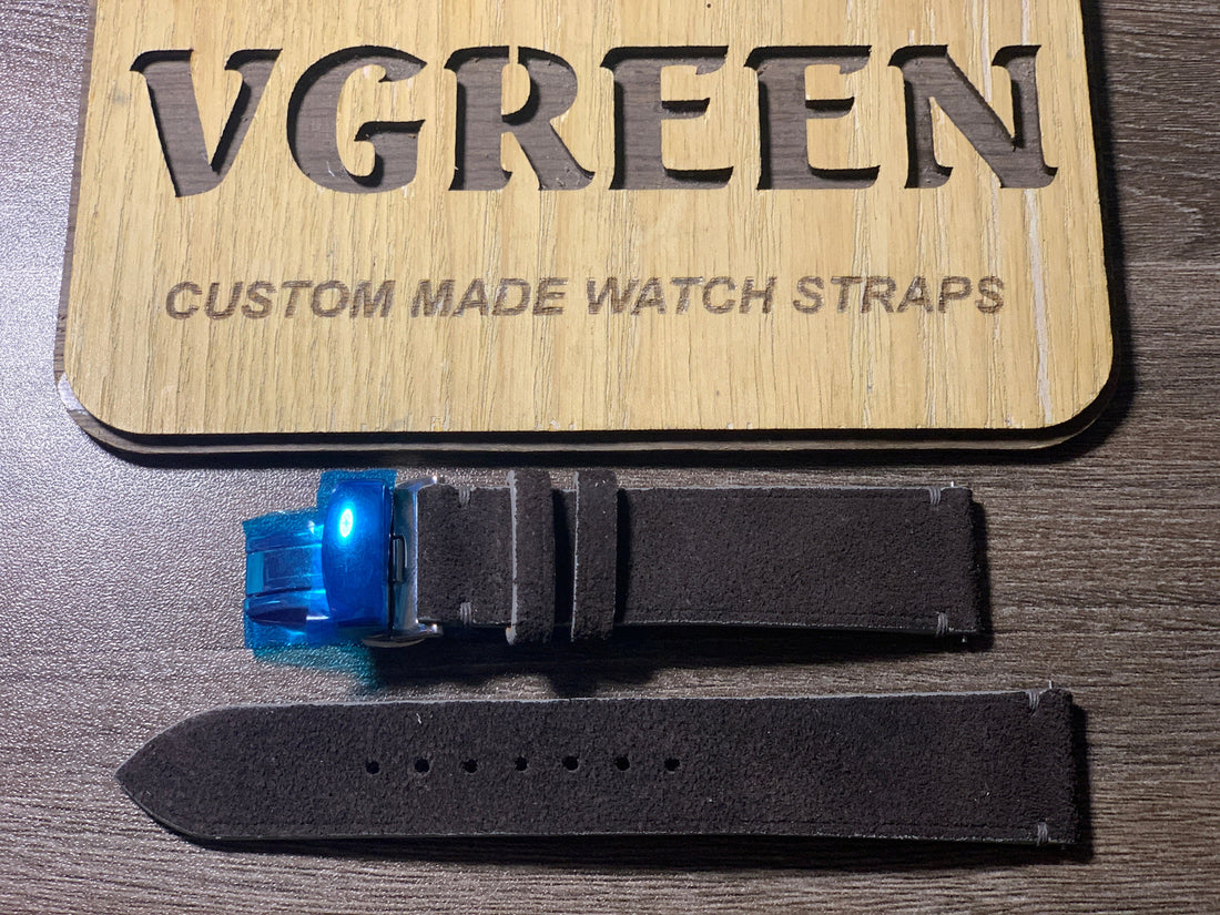 Dark gray suede watch strap for Rolex Yacht-Master 40, deployant clasp