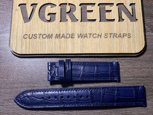 Dark blue crocodile watch strap for Longines Dolcevita