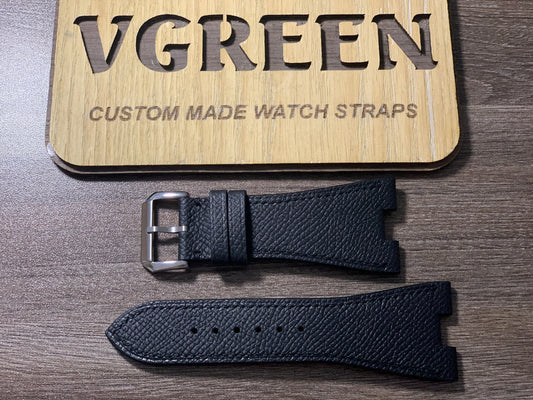 Black Epsom notched watch strap for Sector Elegance 42.195