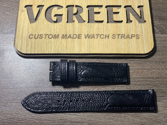 Black ostrich leg watch strap for Bremont Solo 37