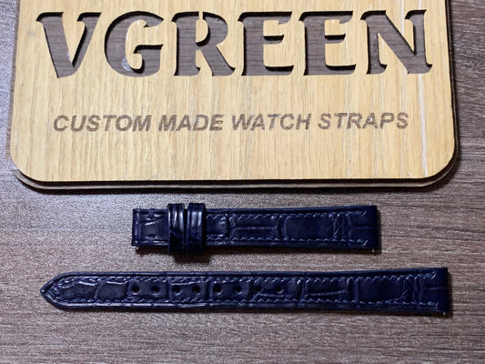 Dark blue crocodile watch strap for Tissot Le Locle 29mm, 14mm tapering to 12mm