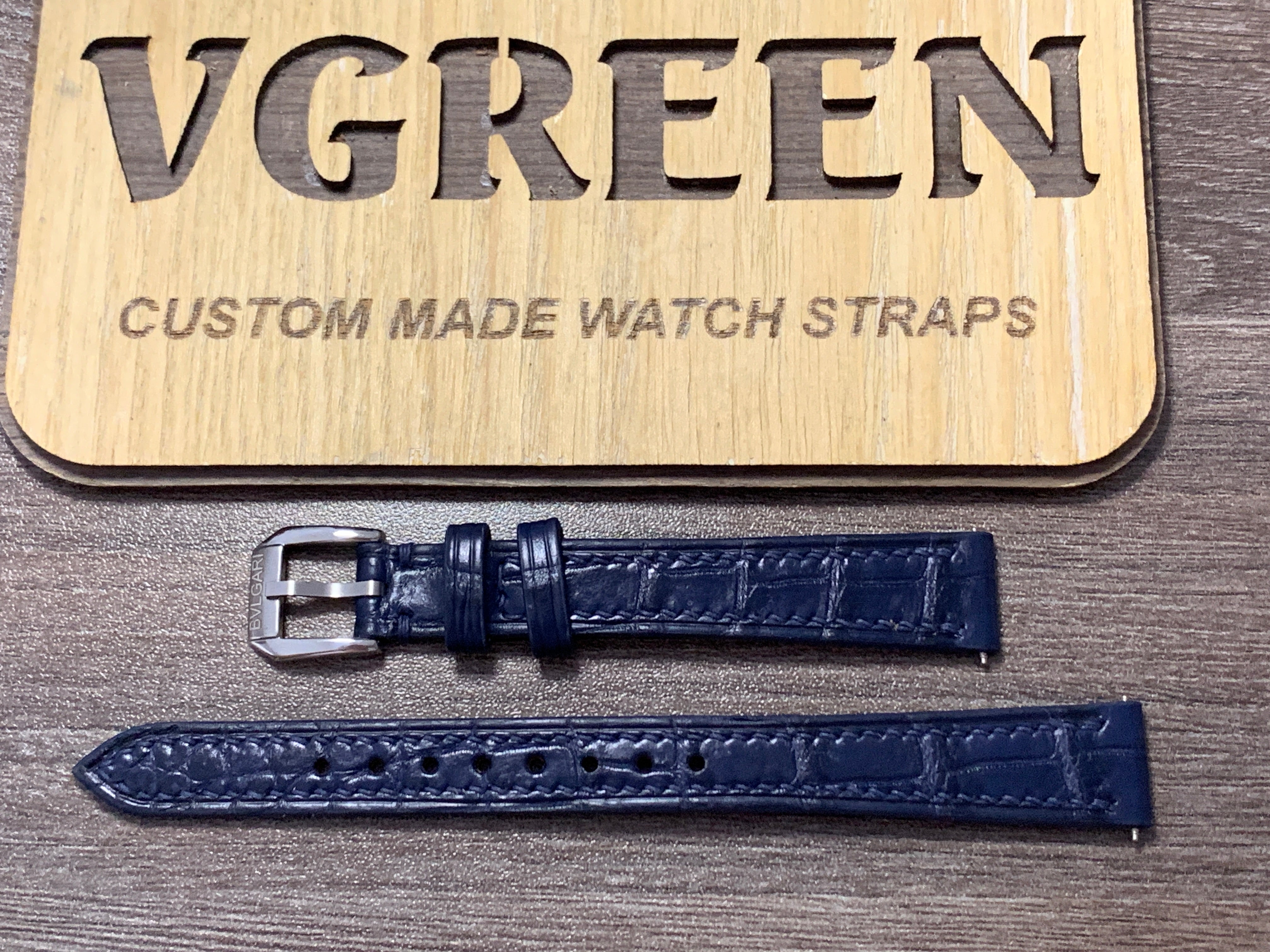 Dark Blue Crocodile Strap for the Bulgari Rettangolo – VGreen