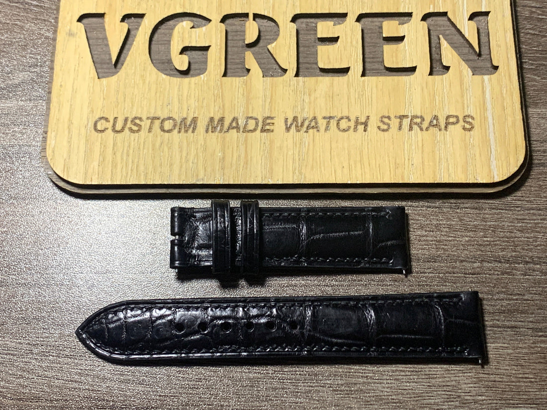 Black crocodile watch strap for Rado Golden Horse, made to order