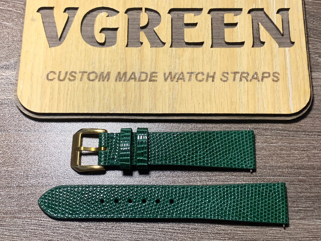 Green lizard watch strap for Patek Philippe 5140J, full strap